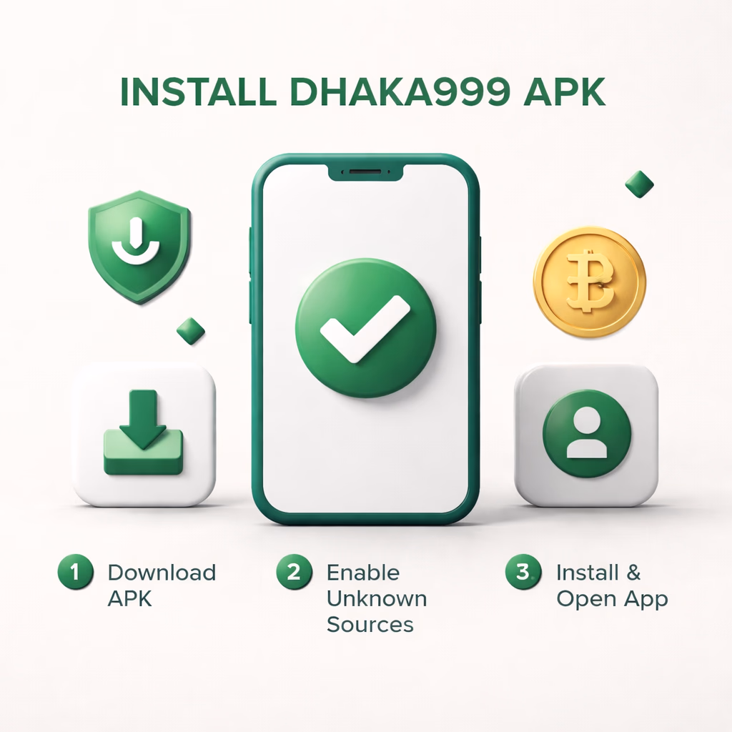 Happy Bangladeshi user holding a smartphone while browsing the Dhaka999 app in a warm and cozy living room setting